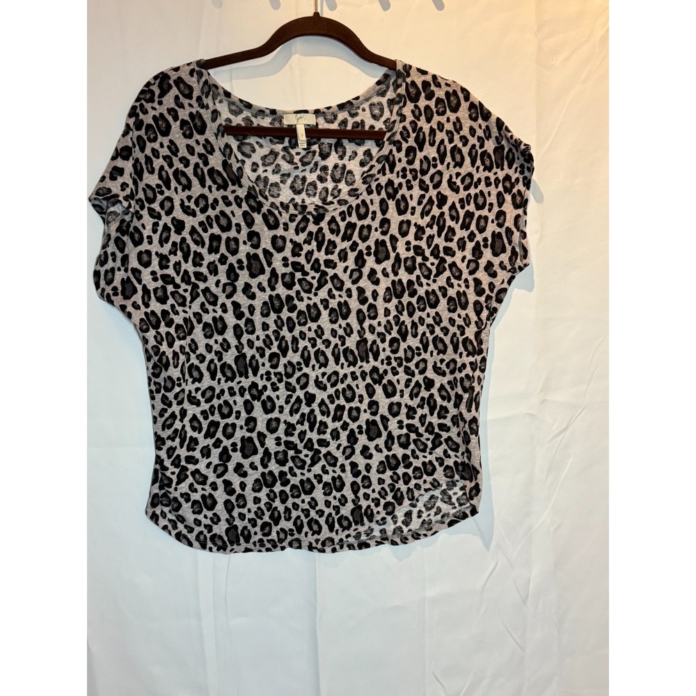 Joie Linen Leopard Print Blouse Women's S Short Sleeve Top